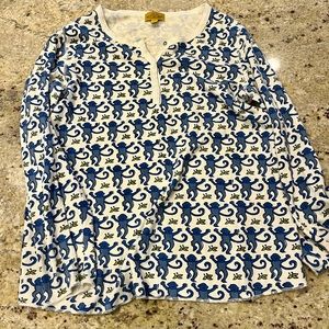 Roller Rabbit blue monkey pajama set